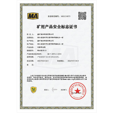 FDJ125/31.5交替單向閥礦用產(chǎn)品安全標(biāo)志證書
