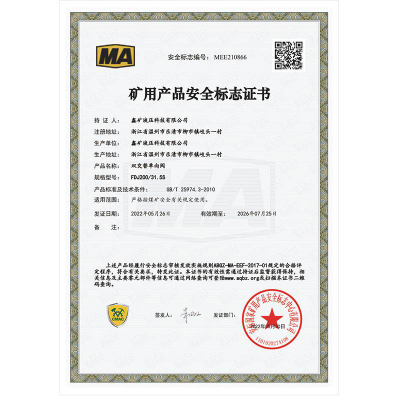FDJ200/31.5S雙交替單向閥礦用產(chǎn)品安全標(biāo)志證書